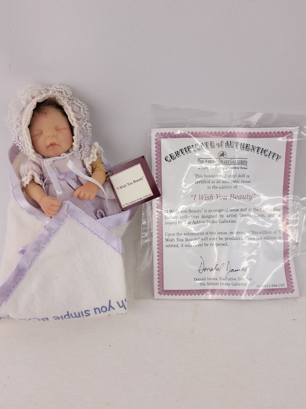 Ashton Drake Artist Sherry Rawn Vinyl I Wish You Beauty With Blanket COA
